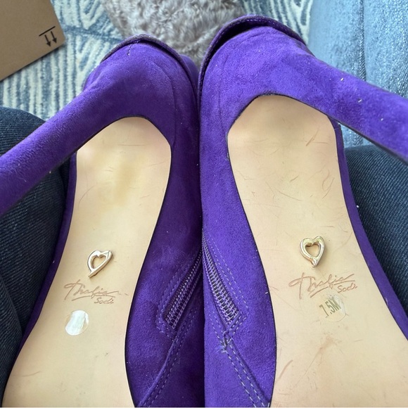 EUC Thalia Sodi Womens Ohlivia Lace Up Faux Suede Ankle Booties In PLUM Size 7.5 - Picture 11 of 15